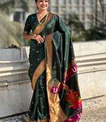 Green floral zari kanjeevaram saree