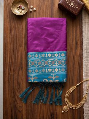 purple soft banarasi saree for women festive party traditional wedding ethnic saree 4