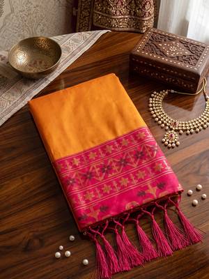 mustard soft banarasi saree for women festive party traditional wedding ethnic saree 4