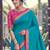 blue silk blend plain saree bordar work with printed blouse