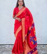 Red woven design zari kanjeevaram saree