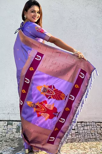 Lavender floral zari kanjeevaram saree