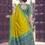 yellow silk blend plain saree bordar work with printed blouse