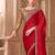 Red ethnic motifs embroidered satin heavy work saree
