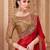 Red ethnic motifs embroidered satin heavy work saree