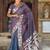 Purple ethnic motifs zari silk blend handloom banarasi saree