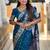 Teal paisley zari silk blend heavy work banarasi saree