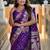 Purple ethnic motifs zari silk blend banarasi saree