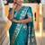 Teal paisley zari silk blend handloom banarasi saree