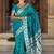 Teal paisley zari silk blend handloom banarasi saree