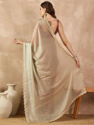 Gold beads and stones organza saree 2