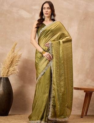 Green gotta patti organza saree 1