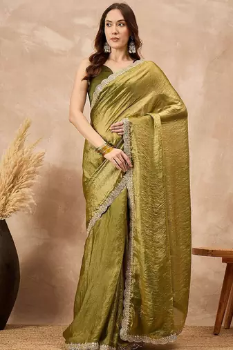 Green gotta patti organza saree