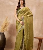 Green gotta patti organza saree