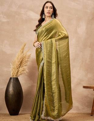 Green gotta patti organza saree 2