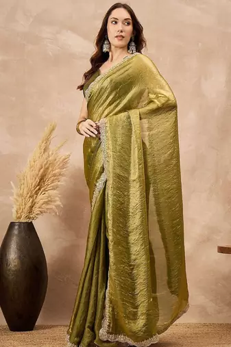 Green gotta patti organza saree