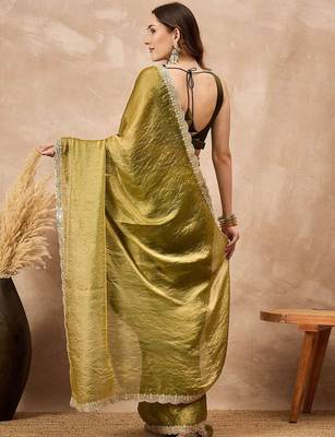 Green gotta patti organza saree 3
