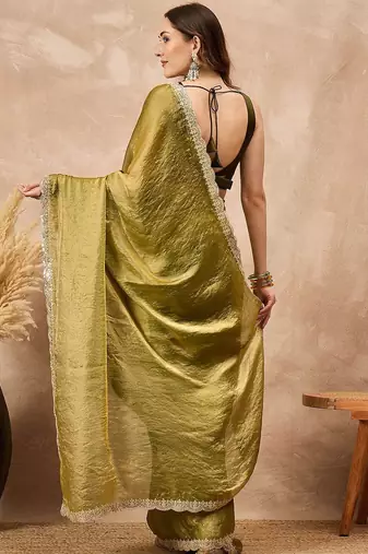 Green gotta patti organza saree