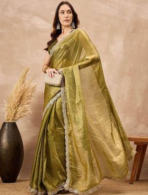 Green gotta patti organza saree 4