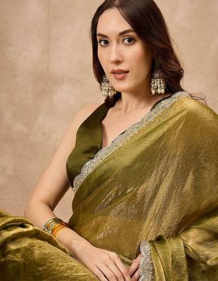 Green gotta patti organza saree 5