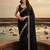 Black zari satin heavy work saree