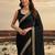 Black zari satin heavy work saree