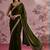 Olive embellished zari satin designer saree