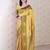Yellow woven design zari silk blend banarasi saree