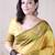 Yellow woven design zari silk blend banarasi saree