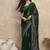 Green floral satin designer saree