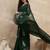 Green floral satin designer saree