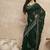 Green floral satin designer saree