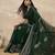Green floral satin designer saree