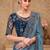 Blue embellished sequinned  georgette heavy work saree