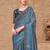 Blue embellished sequinned  georgette heavy work saree