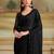 Black embellished sequinned poly chiffon heavy work saree