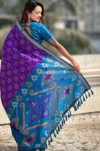 Violet woven design zari kanjeevaram saree