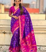 Purple purple pink woven design zari patola saree