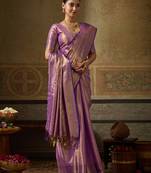 lavender banarasi silk blend saree for women festive traditional wedding party ethnic saree