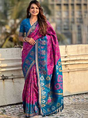Pink woven design zari kanjeevaram saree 1