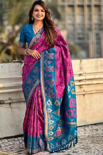 Pink woven design zari kanjeevaram saree