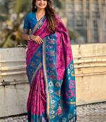 Pink woven design zari kanjeevaram saree