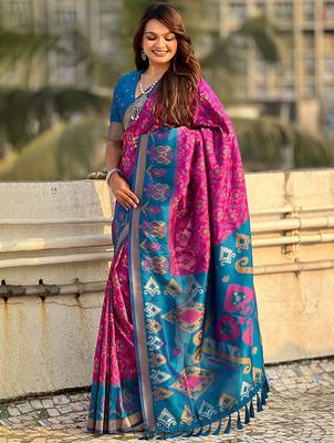 Pink woven design zari kanjeevaram saree 2