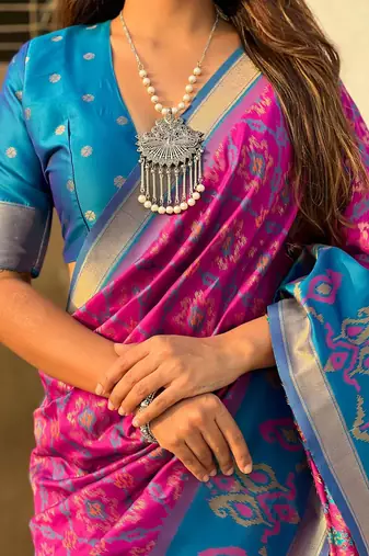 Pink woven design zari kanjeevaram saree