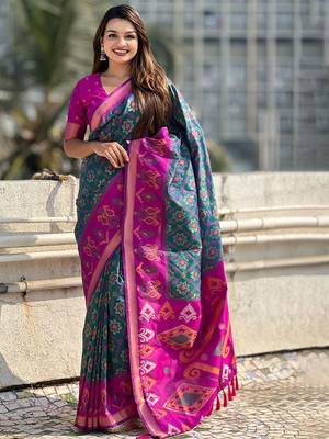 Olive woven design zari kanjeevaram saree 1