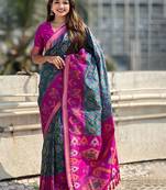 Olive woven design zari kanjeevaram saree
