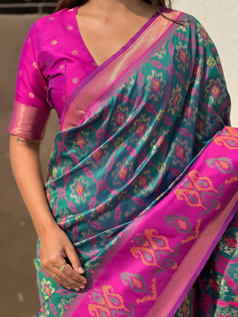 Olive woven design zari kanjeevaram saree