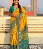 Yellow woven design zari patola saree