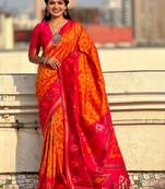 Orange woven design zari kanjeevaram saree
