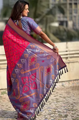 Pink woven design zari kanjeevaram saree